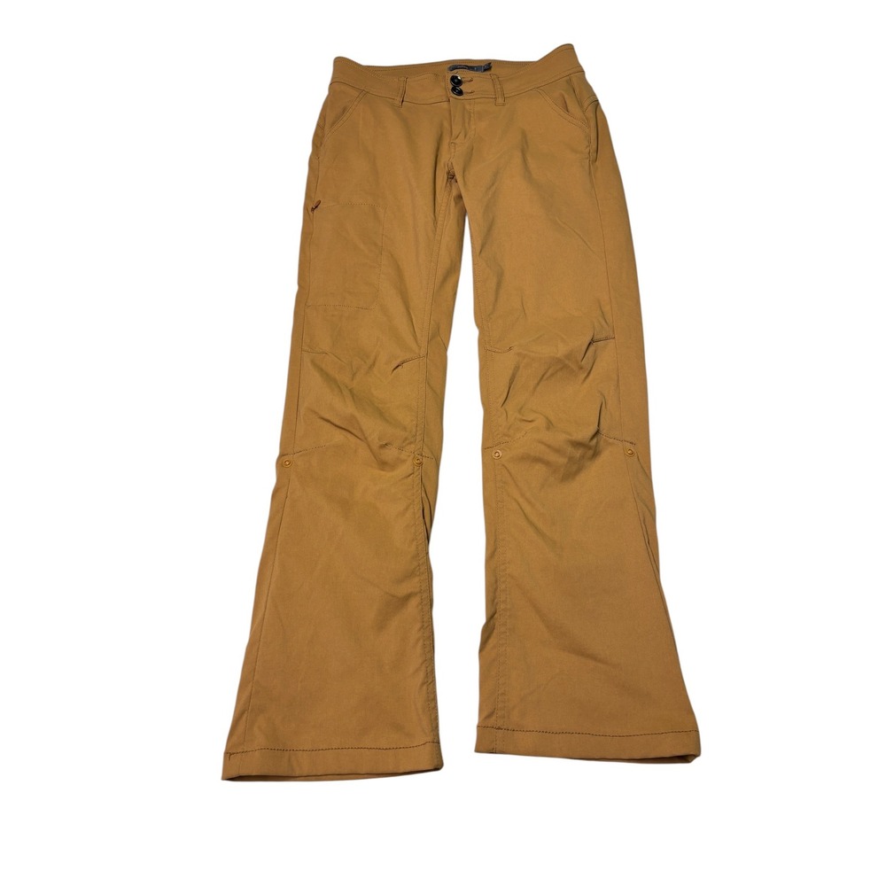 Prana Halle Hiking Pants Womens Size 2 W30 L29 Tan Mustard Stretch Zion Outdoor